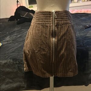 Chic Brown Corduroy Mini Skirt with Zipper